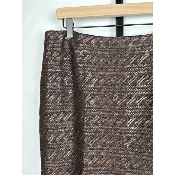 Peruvian Connection Pencil Skirt Women's 10 Brown Black Woven Timeless Textured - Picture 3 of 13